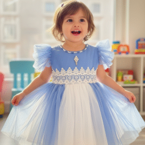 Baby Blue Floral Frock