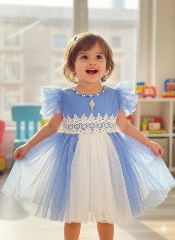 Baby Blue Floral Frock