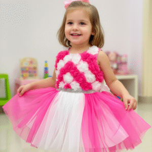 Frock White & Pink